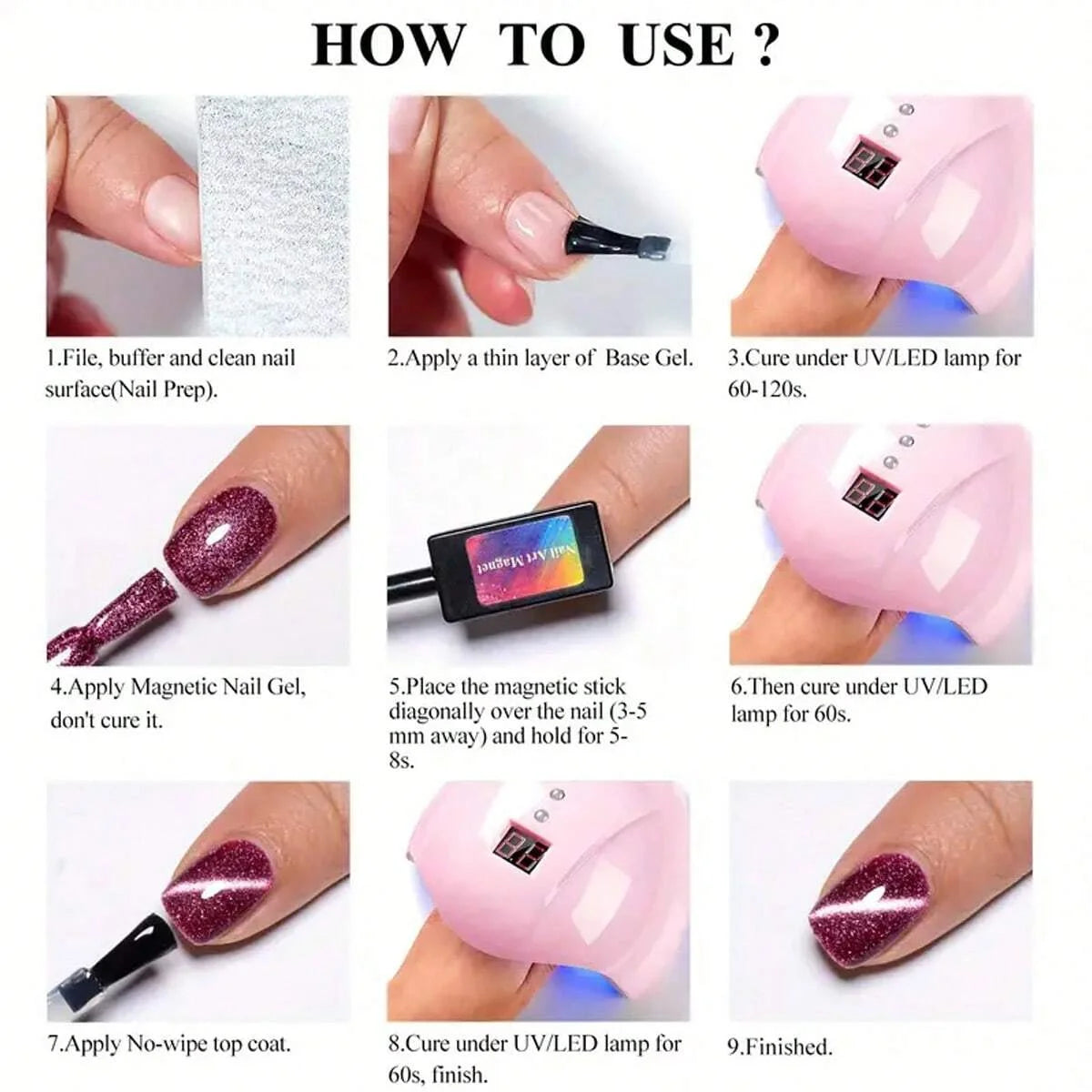 Set esmaltes de uñas magnéticas 6pc