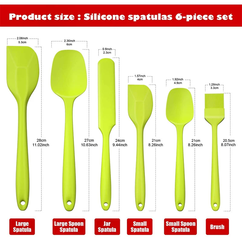 Juego de espátulas de silicona antiadherentes de 6 piezas