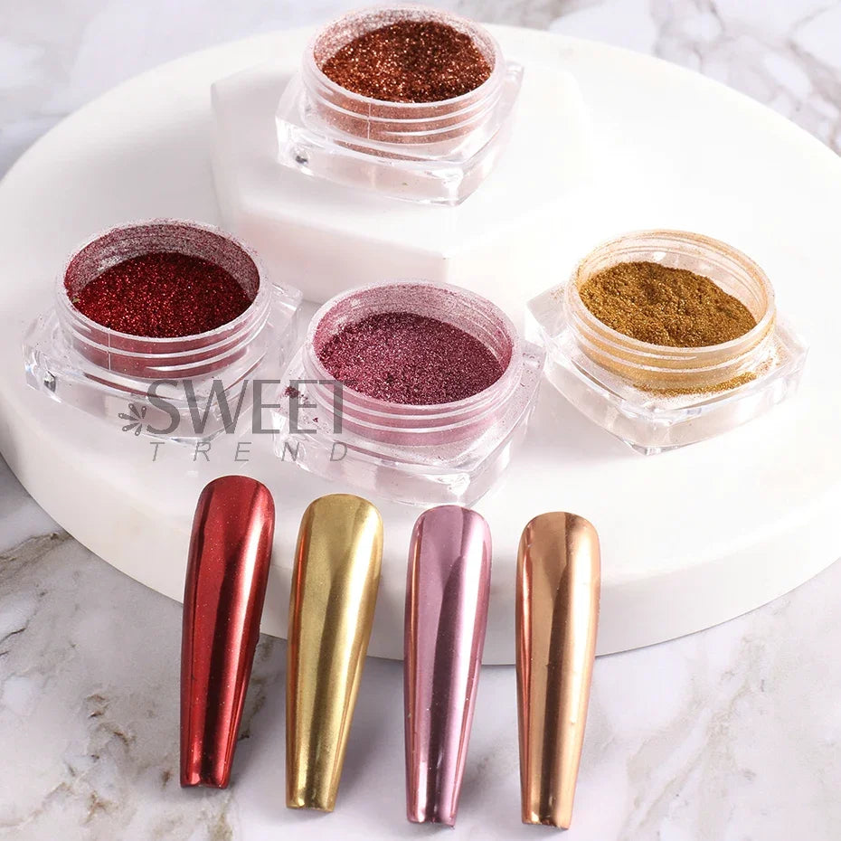 Polvo espejo mágico para uñas 2pcs
