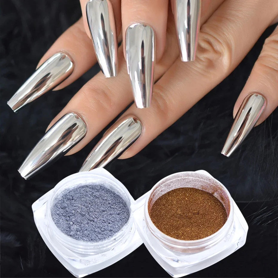 Polvo espejo mágico para uñas 2pcs