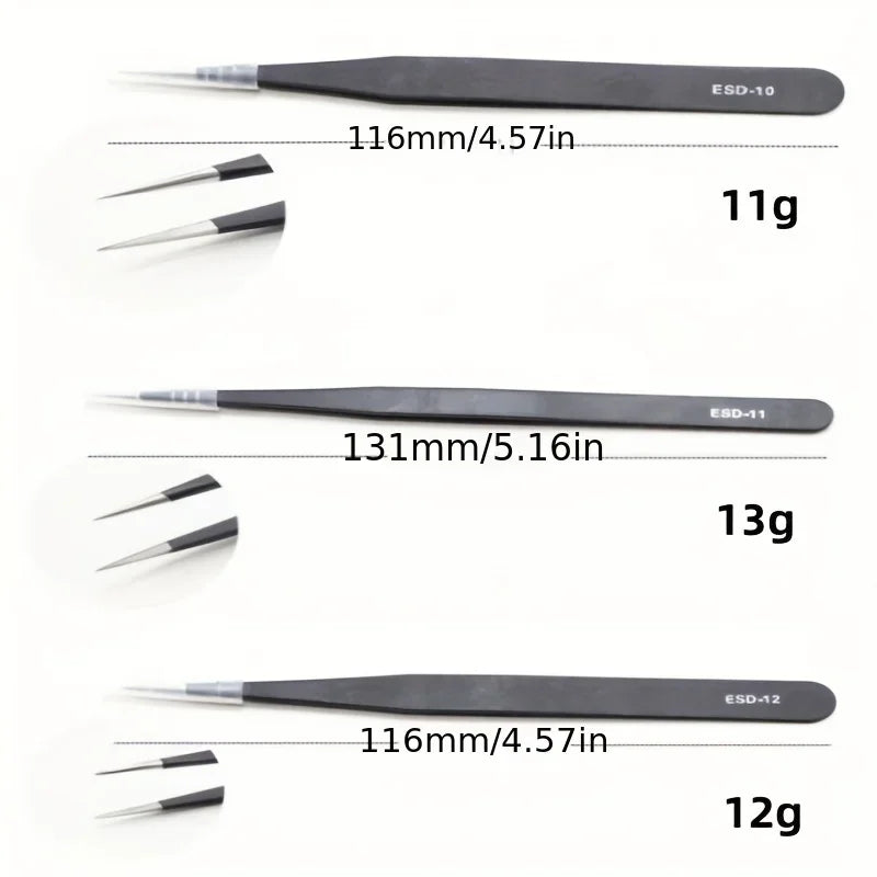 Set pinzas antiestáticas uñas