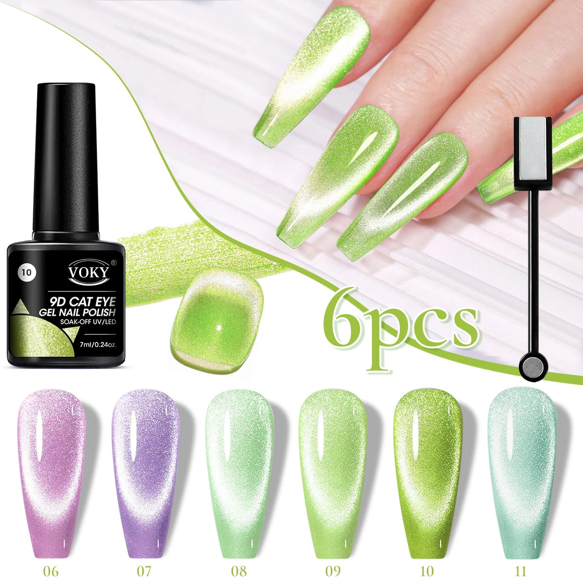 Set esmaltes de uñas magnéticas 6pc