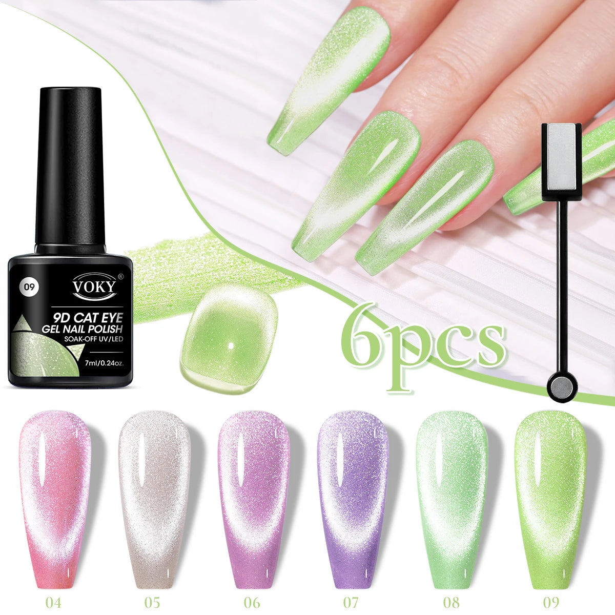 Set esmaltes de uñas magnéticas 6pc