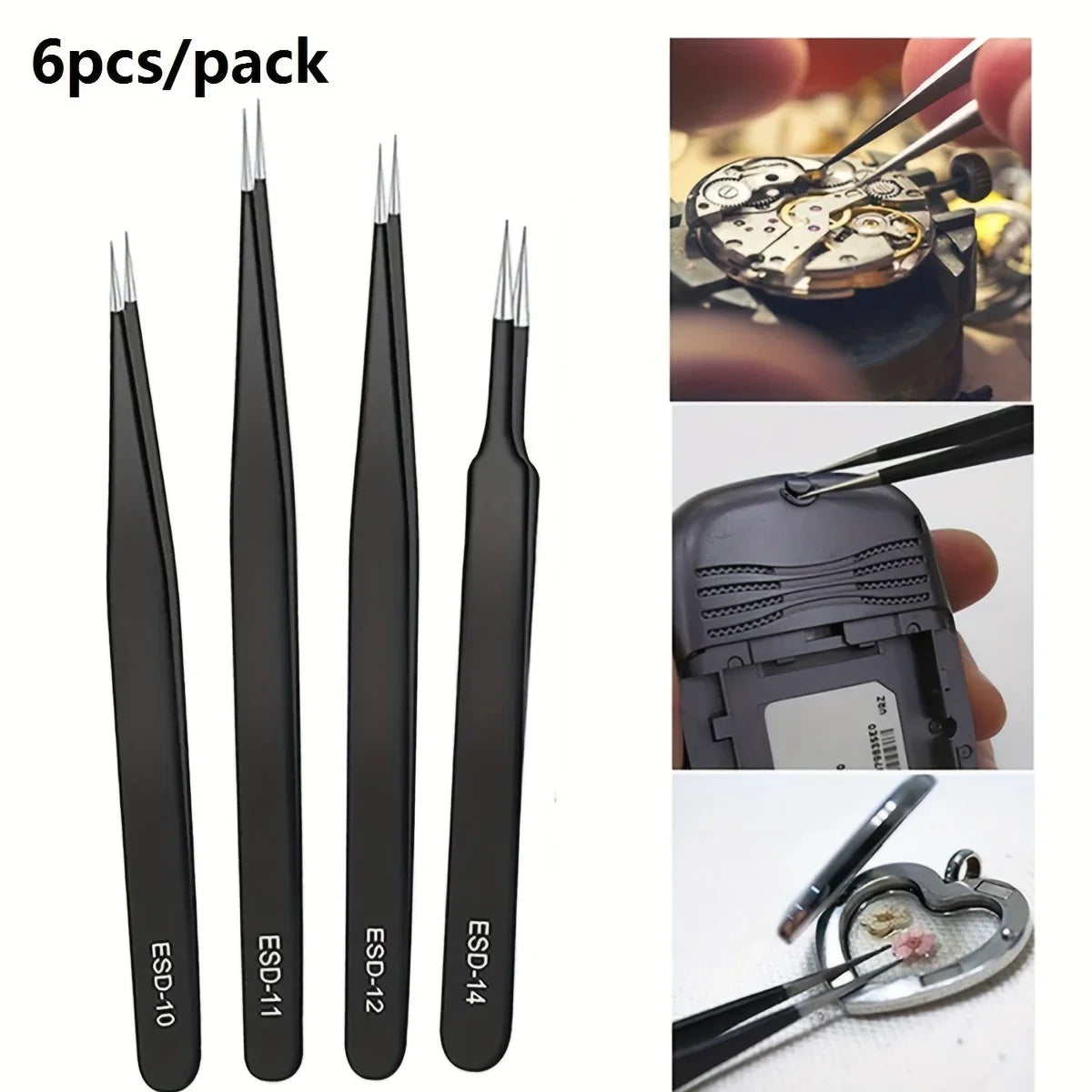 Set pinzas antiestáticas uñas
